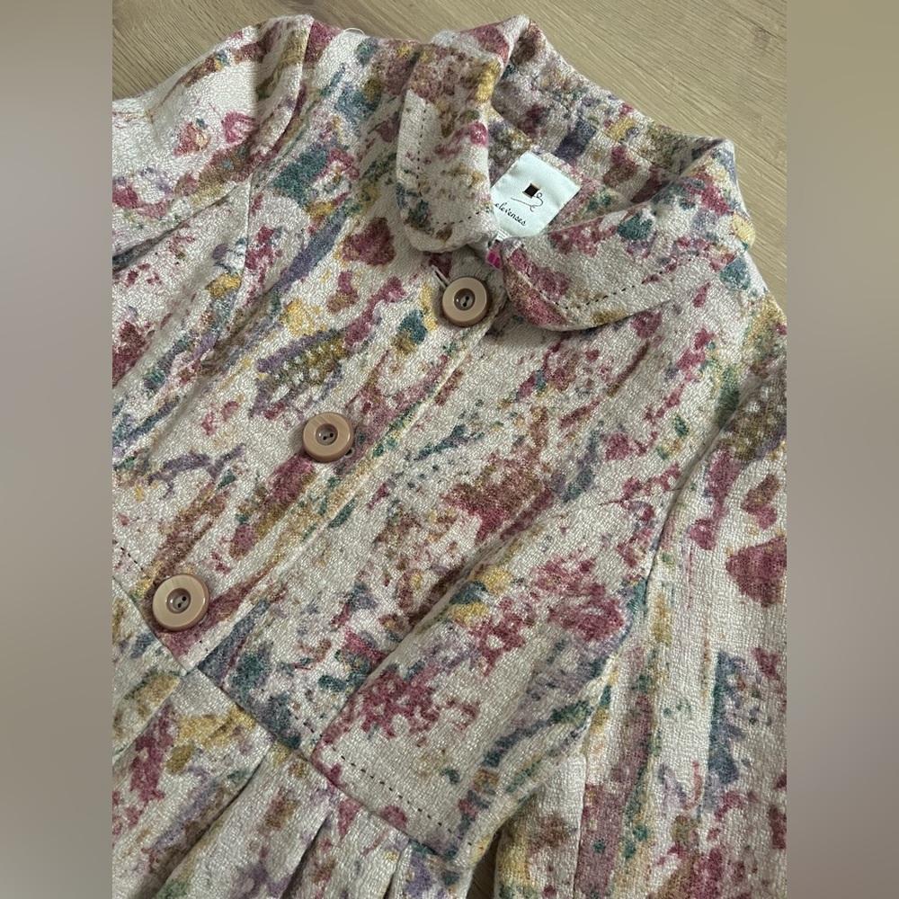 Vintage Anthropologie Elevenses Blurred Fresco Peacoat in Pastels size 10 - Picture 2 of 5